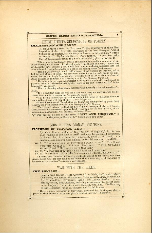 'Modern Painters' Volume I (1846 edition): Back Matter: Page 7