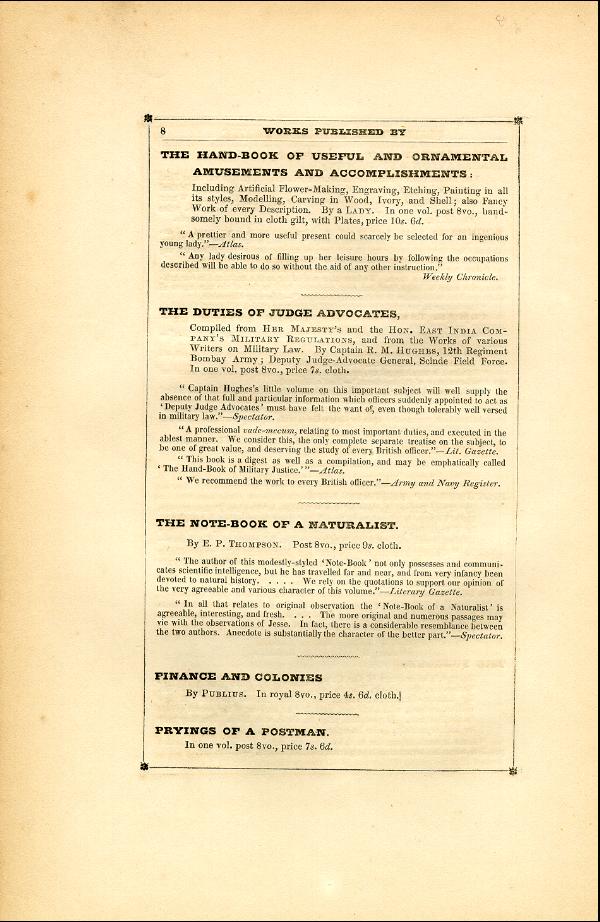 'Modern Painters' Volume I (1846 edition): Back Matter: Page 8