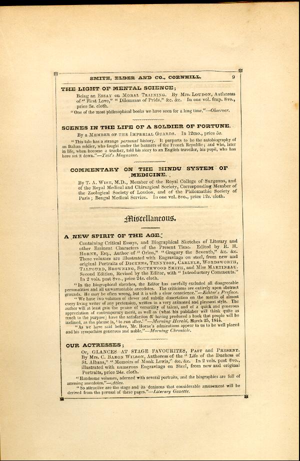 'Modern Painters' Volume I (1846 edition): Back Matter: Page 9