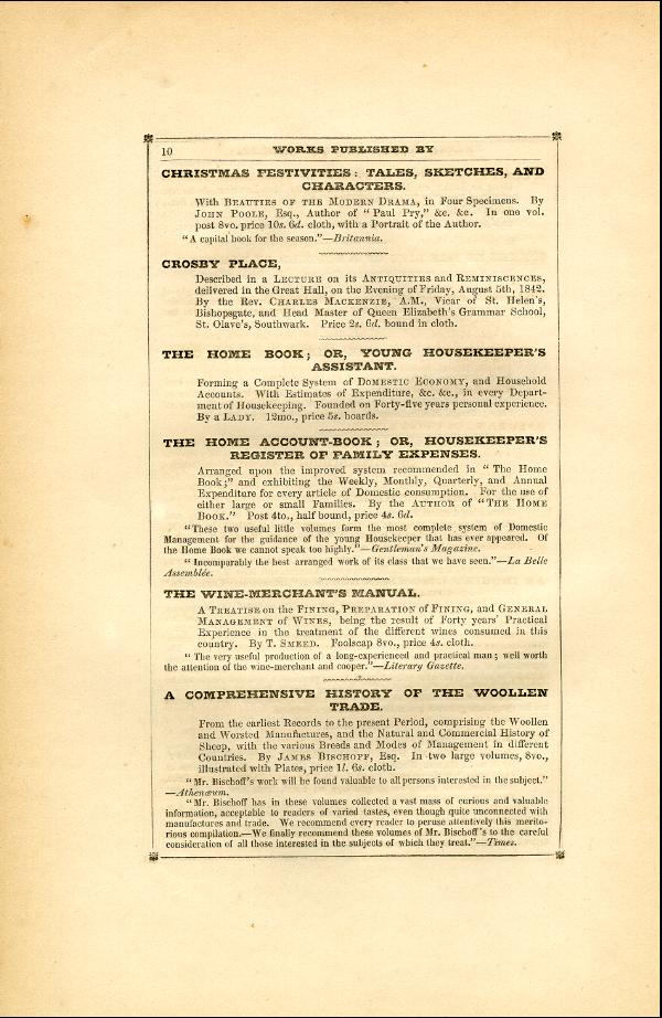 'Modern Painters' Volume I (1846 edition): Back Matter: Page 10