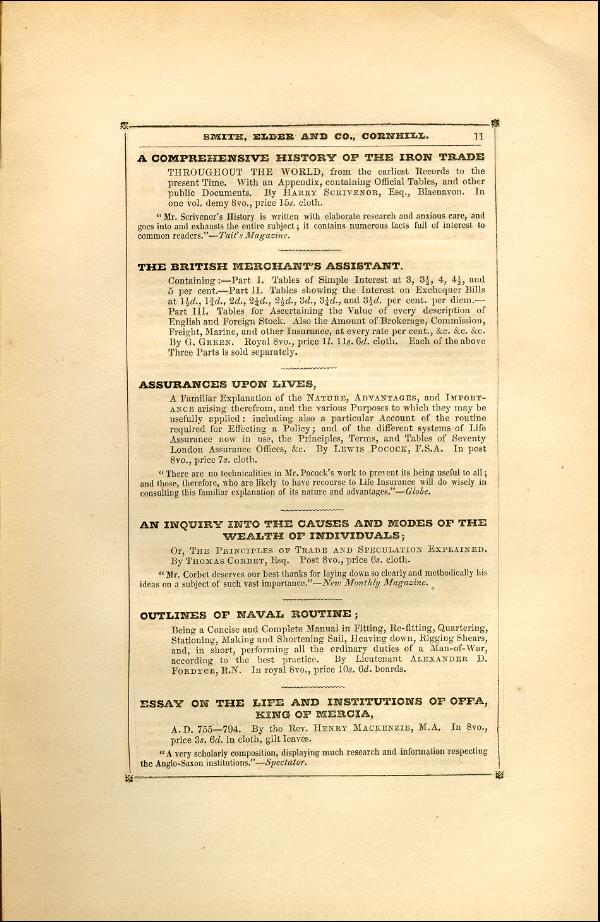 'Modern Painters' Volume I (1846 edition): Back Matter: Page 11