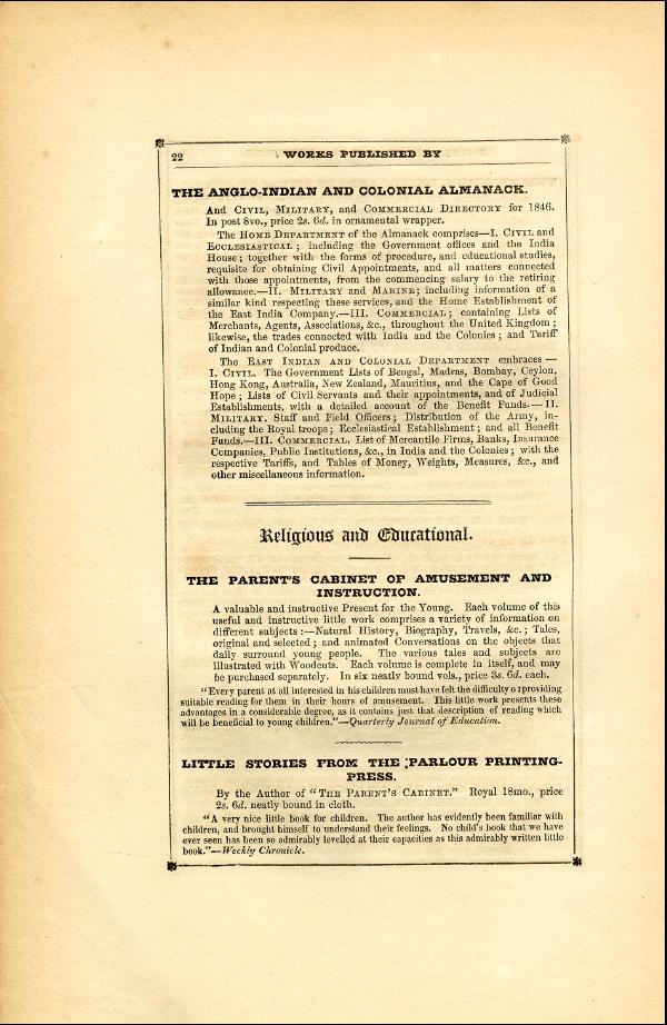 'Modern Painters' Volume I (1846 edition): Back Matter: Page 22