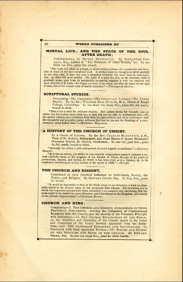 'Modern Painters' Volume I (1846 edition): Back Matter: Page 26