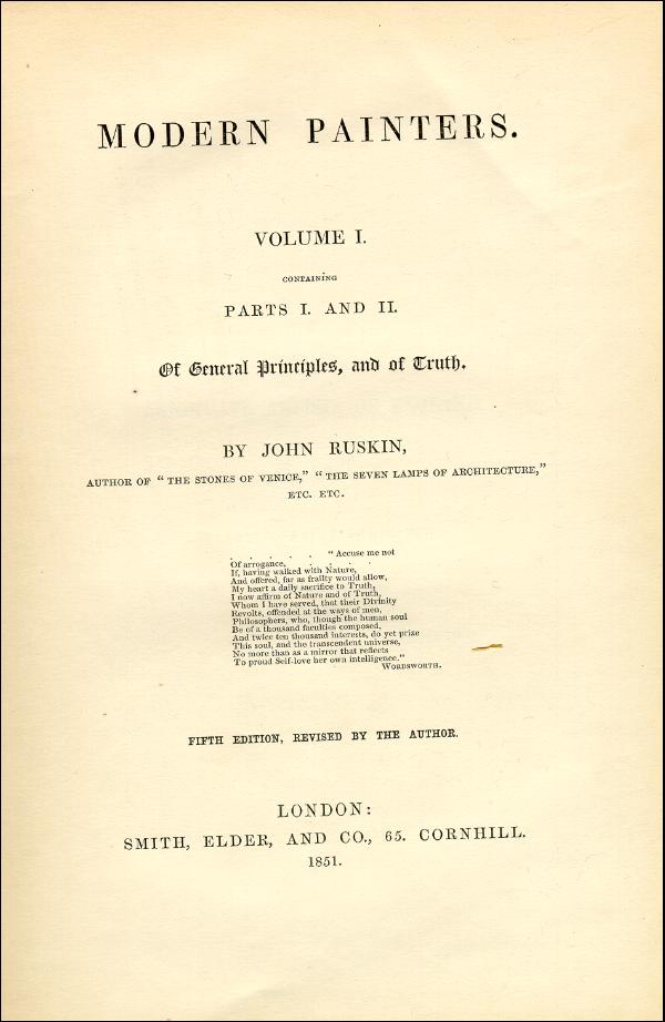 'Modern Painters' Volume I (1851 edition): Front Matter: Title Pages: Page iii