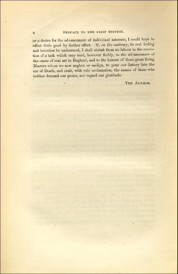'Modern Painters' Volume I (1851 edition): Front Matter: First Preface: Page x