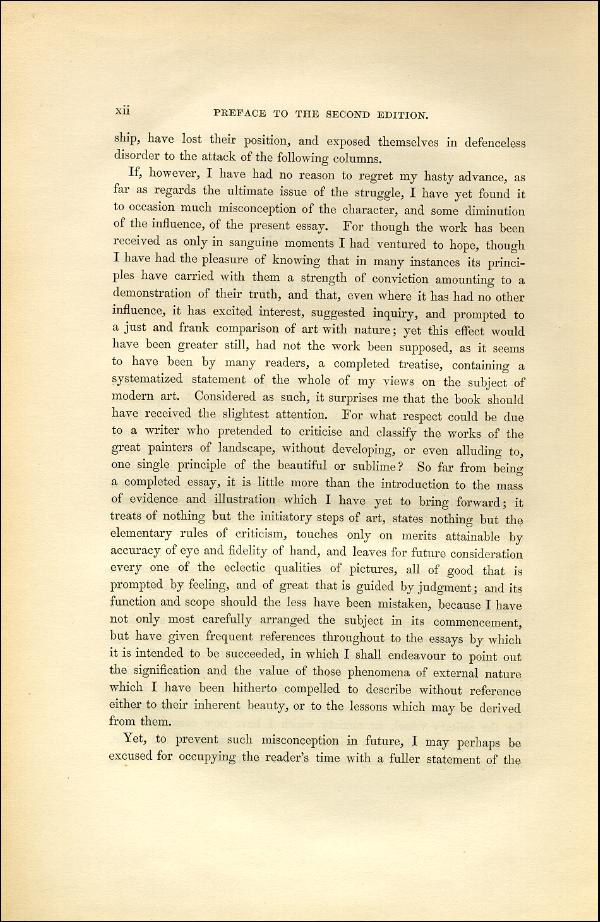 'Modern Painters' Volume I (1851 edition): Front Matter: Second Preface: Page xii