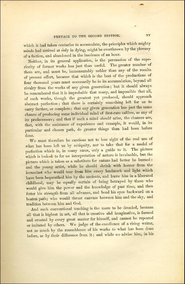 'Modern Painters' Volume I (1851 edition): Front Matter: Second Preface: Page xv