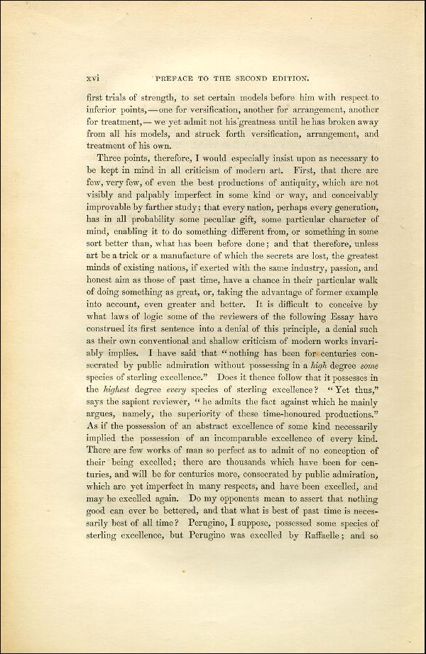 'Modern Painters' Volume I (1851 edition): Front Matter: Second Preface: Page xvi