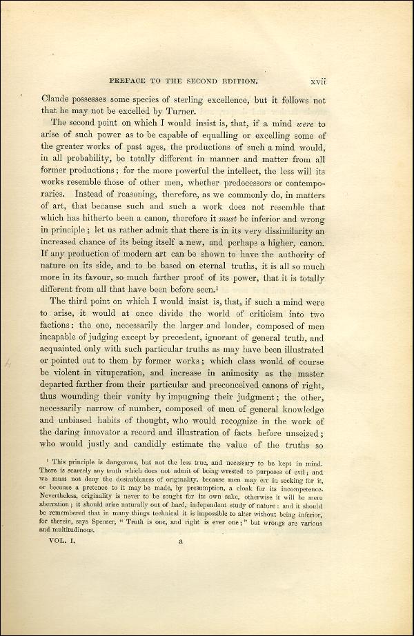 'Modern Painters' Volume I (1851 edition): Front Matter: Second Preface: Page xvii