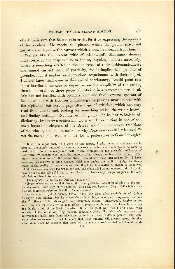 'Modern Painters' Volume I (1851 edition): Front Matter: Second Preface: Page xix