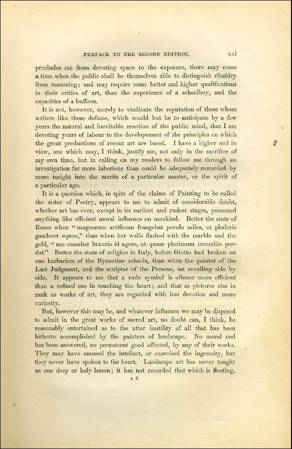 'Modern Painters' Volume I (1851 edition): Front Matter: Second Preface: Page xxi