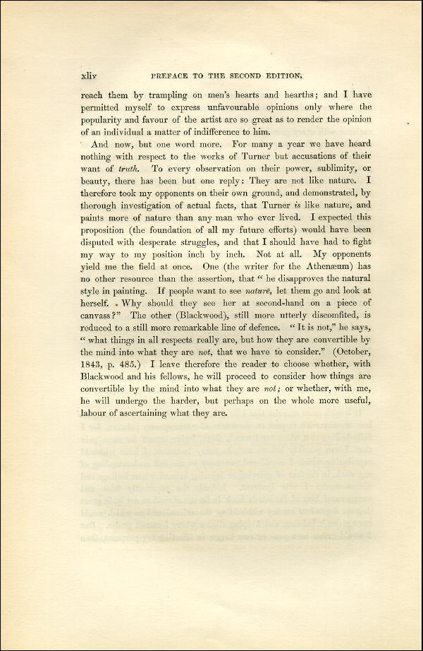 'Modern Painters' Volume I (1851 edition): Front Matter: Second Preface: Page xliv