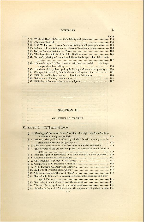 'Modern Painters' Volume I (1851 edition): Front Matter: Synopsis: Page li