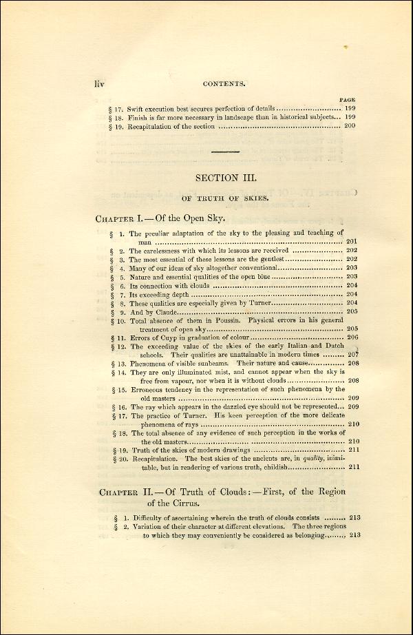'Modern Painters' Volume I (1851 edition): Front Matter: Synopsis: Page liv