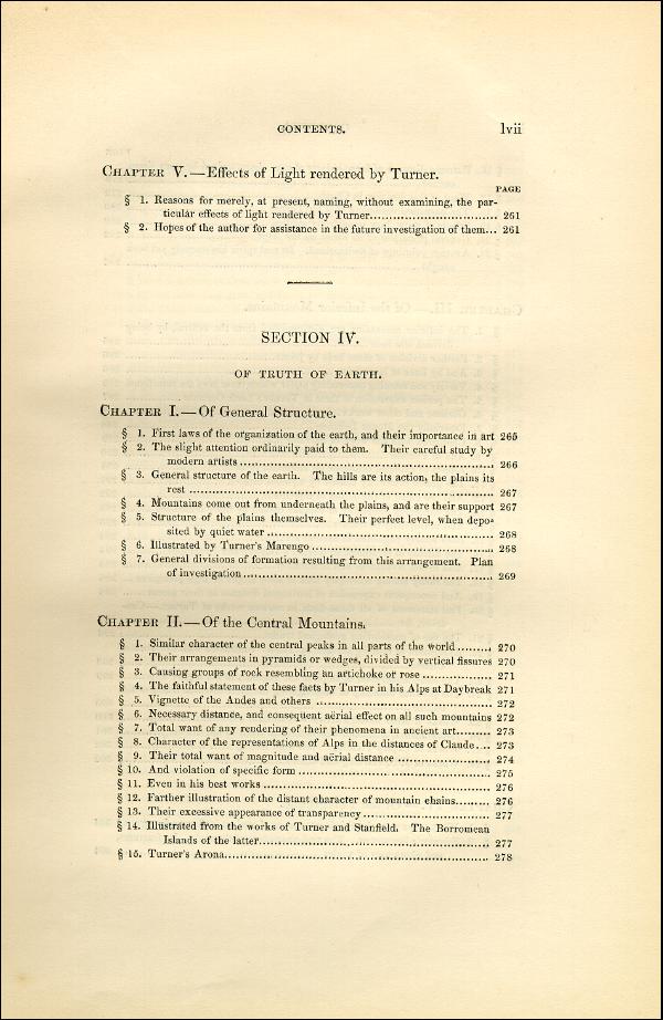 'Modern Painters' Volume I (1851 edition): Front Matter: Synopsis: Page lvii