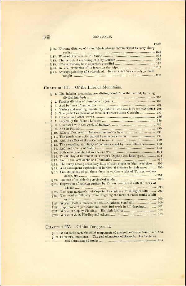 'Modern Painters' Volume I (1851 edition): Front Matter: Synopsis: Page lviii