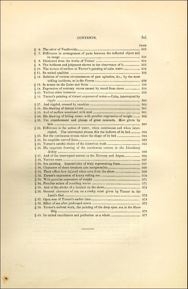 'Modern Painters' Volume I (1851 edition): Front Matter: Synopsis: Page lxi