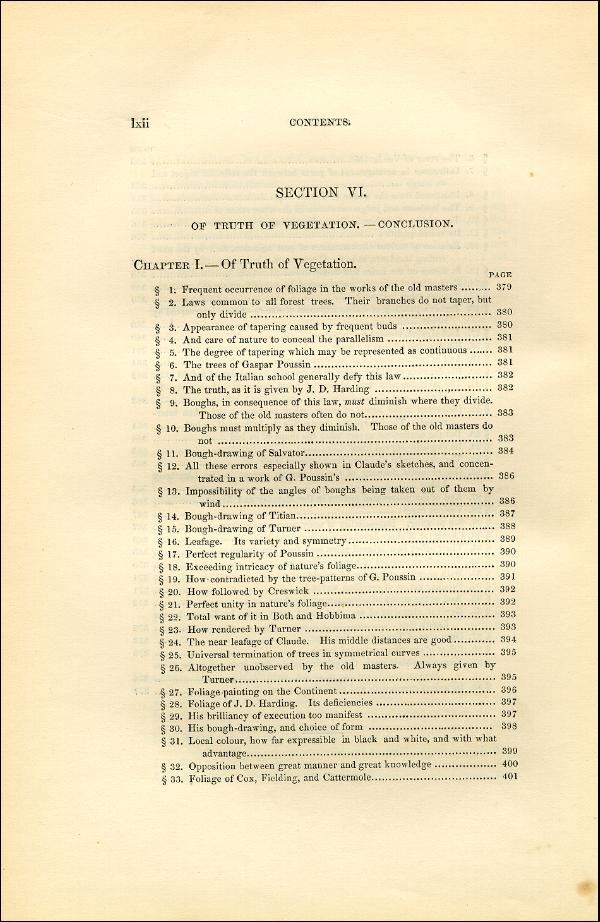 'Modern Painters' Volume I (1851 edition): Front Matter: Synopsis: Page lxii