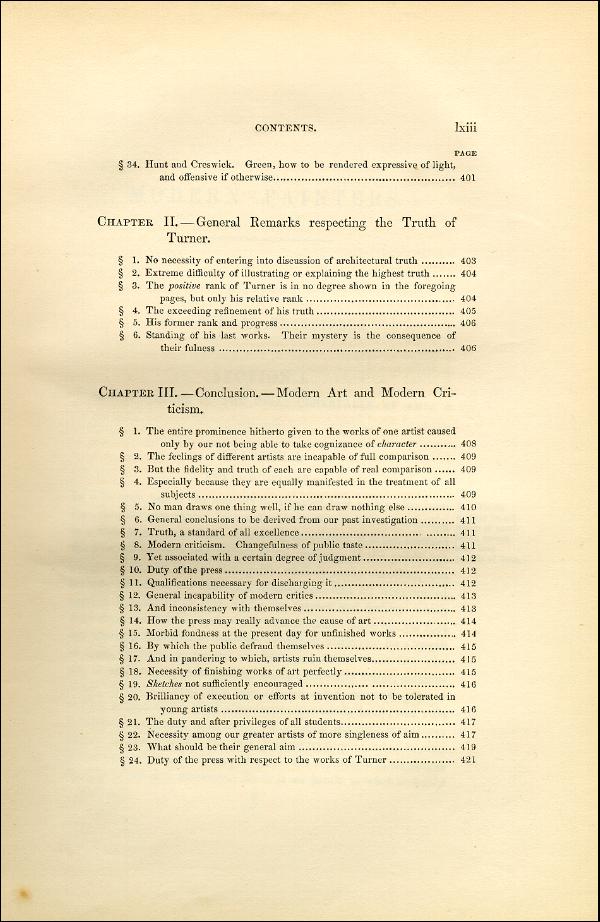 'Modern Painters' Volume I (1851 edition): Front Matter: Synopsis: Page lxiii
