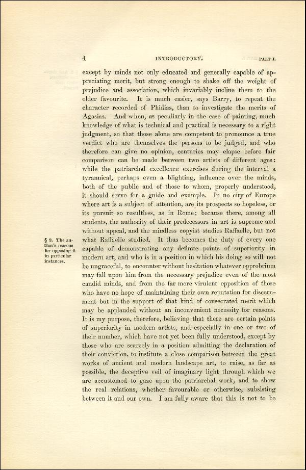 'Modern Painters' Volume I (1851 edition): Part I: Section I: Chapter I: Page 4