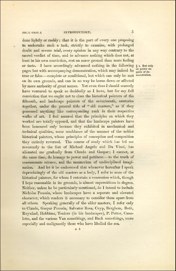 'Modern Painters' Volume I (1851 edition): Part I: Section I: Chapter I: Page 5