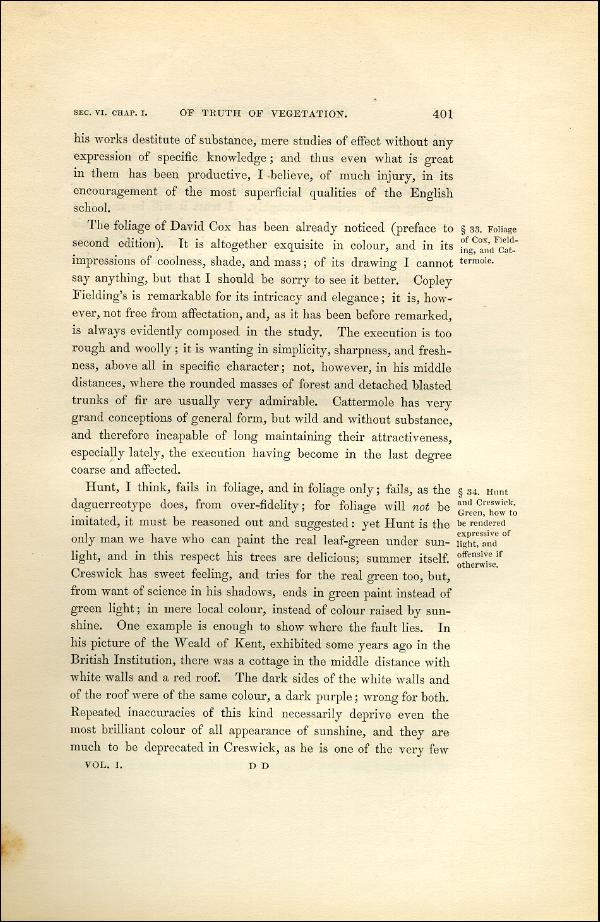 'Modern Painters' Volume I (1851 edition): Part II: Section VI: Chapter I: Page 401