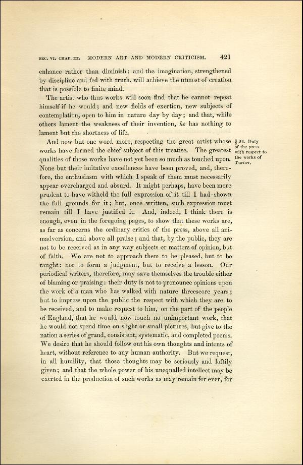 'Modern Painters' Volume I (1851 edition): Part II: Section VI: Chapter III: Page 421