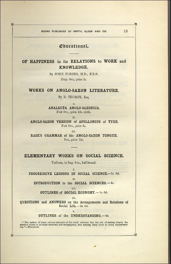 'Modern Painters' Volume I (1851 edition): Back Matter: Page 17