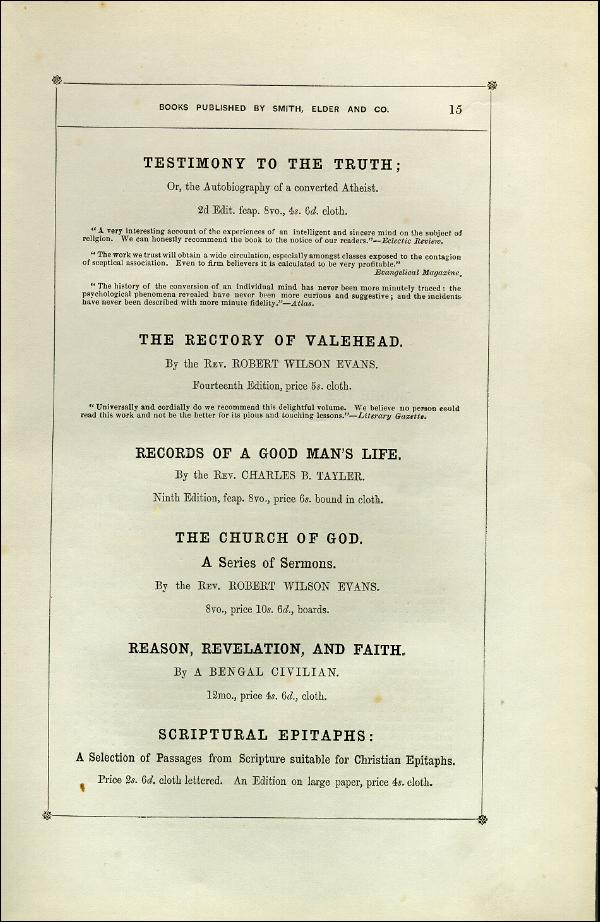 'Modern Painters' Volume I (1851 edition): Back Matter: Page 19