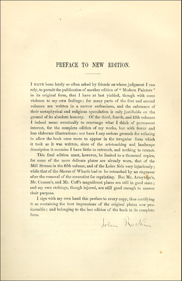 'Modern Painters' Volume I (1873 edition): Front Matter: Title Pages: Page v