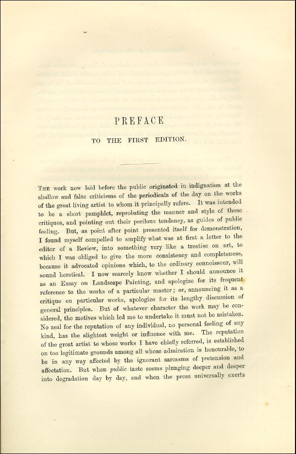 'Modern Painters' Volume I (1873 edition): Front Matter: First Preface: Page vii