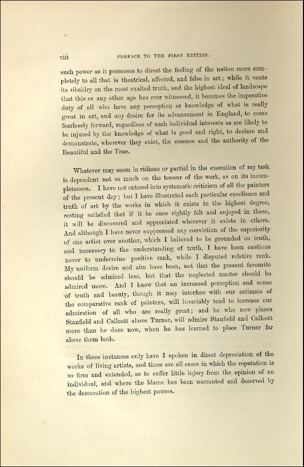 'Modern Painters' Volume I (1873 edition): Front Matter: First Preface: Page viii