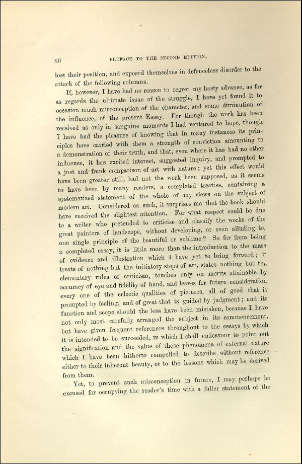 'Modern Painters' Volume I (1873 edition): Front Matter: Second Preface: Page xii