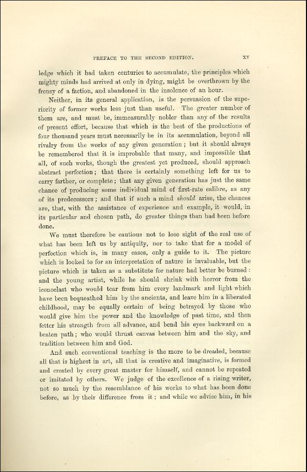 'Modern Painters' Volume I (1873 edition): Front Matter: Second Preface: Page xv