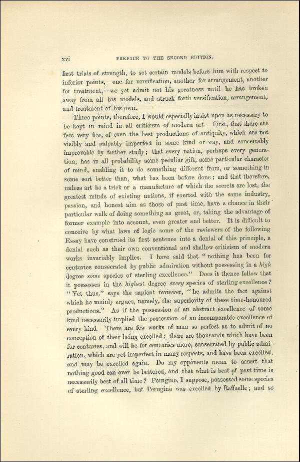 'Modern Painters' Volume I (1873 edition): Front Matter: Second Preface: Page xvi
