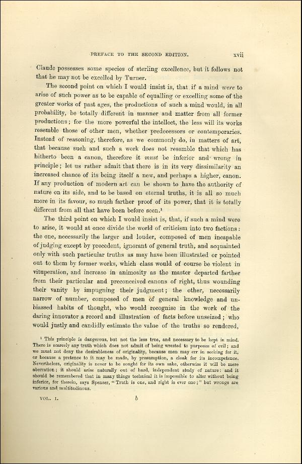 'Modern Painters' Volume I (1873 edition): Front Matter: Second Preface: Page xvii