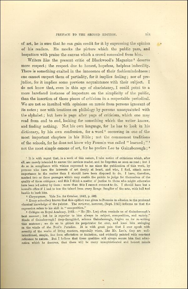 'Modern Painters' Volume I (1873 edition): Front Matter: Second Preface: Page xix