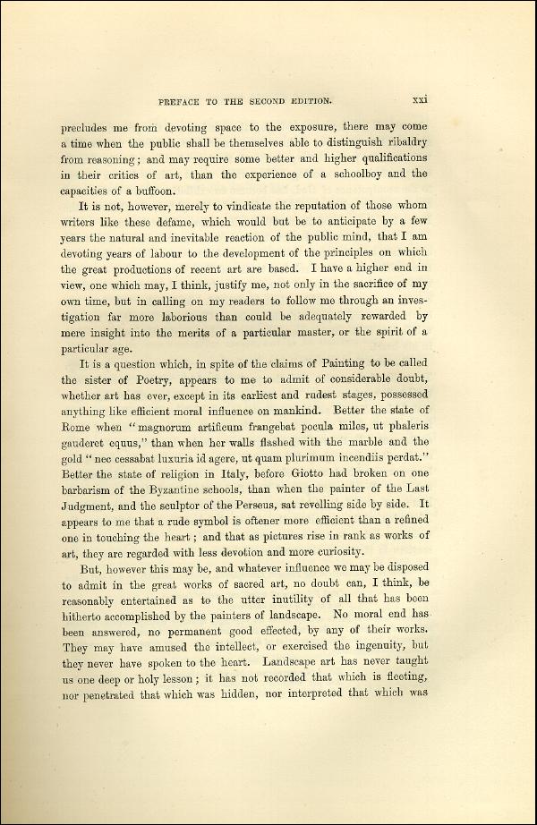 'Modern Painters' Volume I (1873 edition): Front Matter: Second Preface: Page xxi
