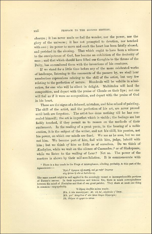 'Modern Painters' Volume I (1873 edition): Front Matter: Second Preface: Page xxii