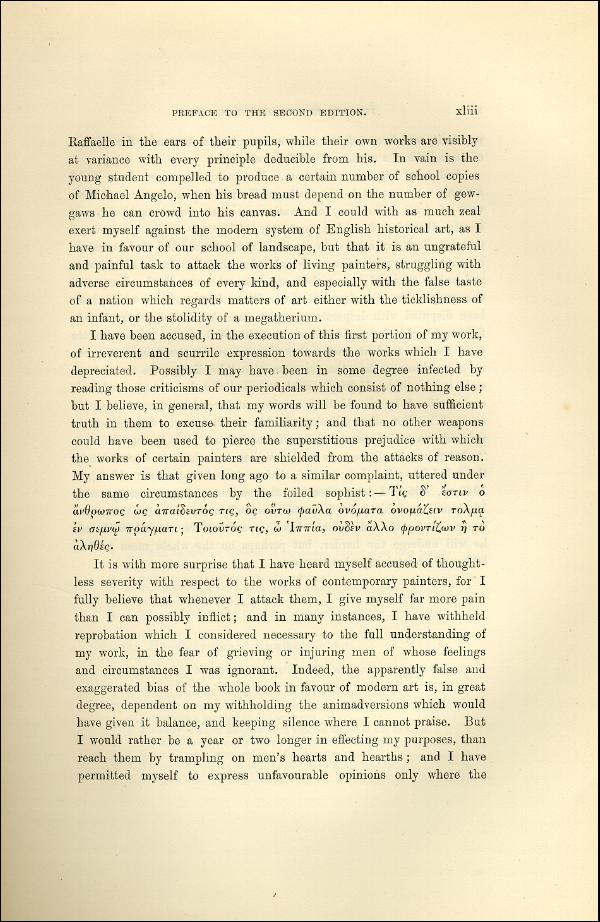 'Modern Painters' Volume I (1873 edition): Front Matter: Second Preface: Page xliii