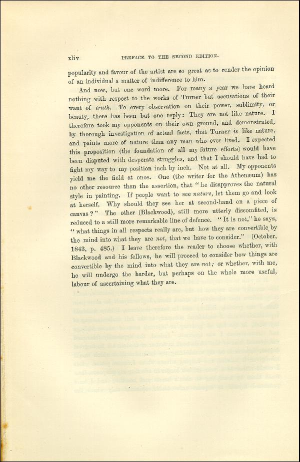 'Modern Painters' Volume I (1873 edition): Front Matter: Second Preface: Page xliv