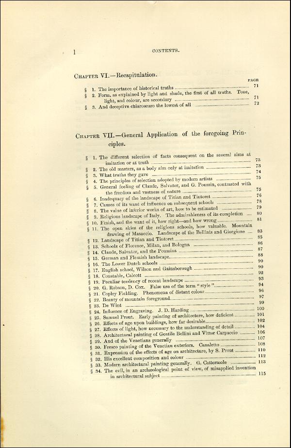 'Modern Painters' Volume I (1873 edition): Front Matter: Synopsis: Page l