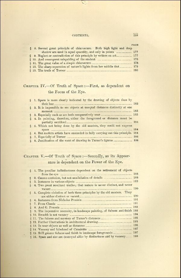 'Modern Painters' Volume I (1873 edition): Front Matter: Synopsis: Page liii