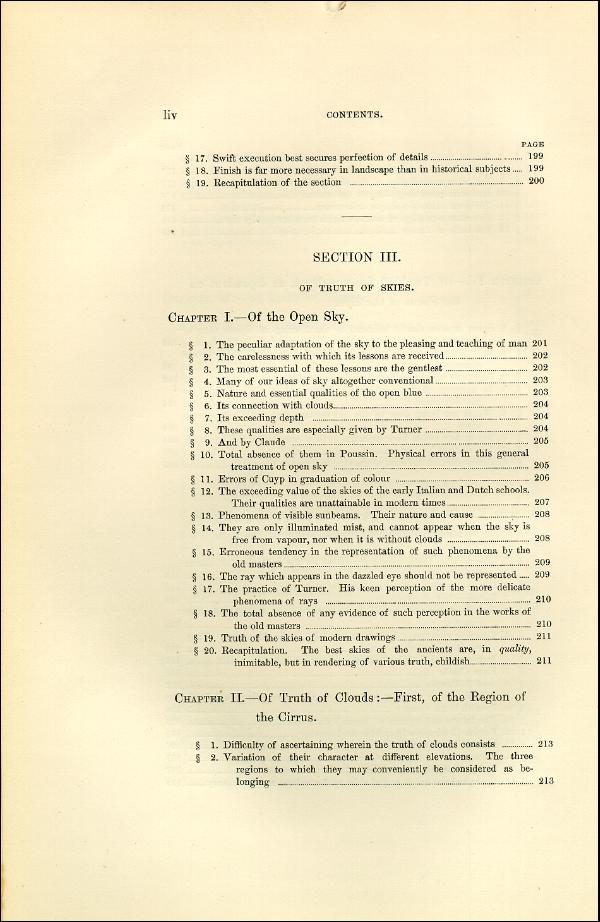 'Modern Painters' Volume I (1873 edition): Front Matter: Synopsis: Page liv