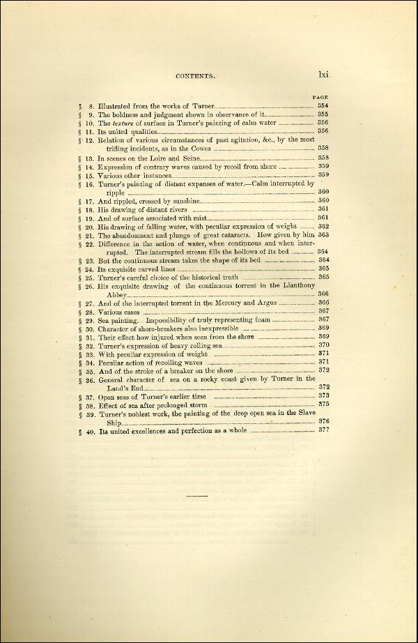 'Modern Painters' Volume I (1873 edition): Front Matter: Synopsis: Page lxi