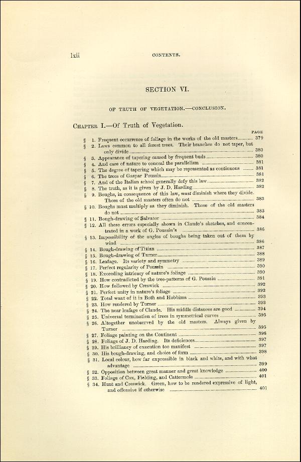 'Modern Painters' Volume I (1873 edition): Front Matter: Synopsis: Page lxii