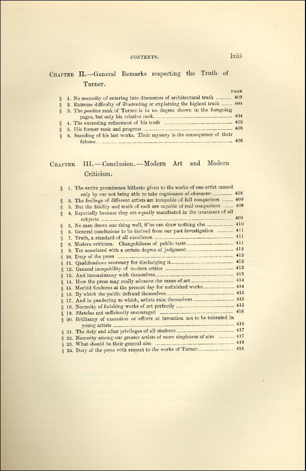 'Modern Painters' Volume I (1873 edition): Front Matter: Synopsis: Page lxiii