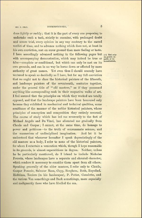 'Modern Painters' Volume I (1873 edition): Part I: Section I: Chapter I: Page 5