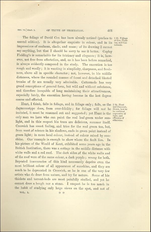 'Modern Painters' Volume I (1873 edition): Part II: Section VI: Chapter I: Page 401