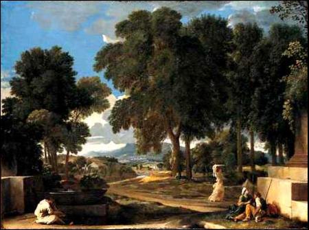 Landscape with a Man washing his Feet at a Fountain